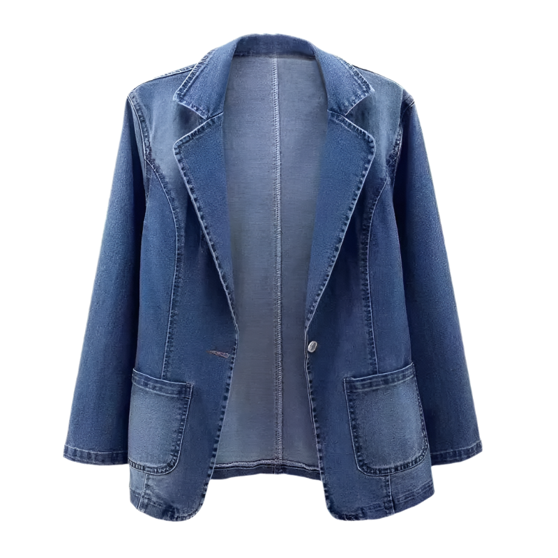 Donna - Blazer in denim contemporaneo - Elegante e versatile - Perfetto per ogni occasione - Must-have per il vostro guardaroba