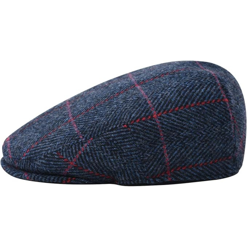 Berretto piatto Gatsby in tweed di lana da uomo - Classico cappello da golf Newsboy Ivy